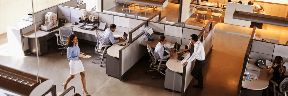 office cubicles benefitting from multifunction printer